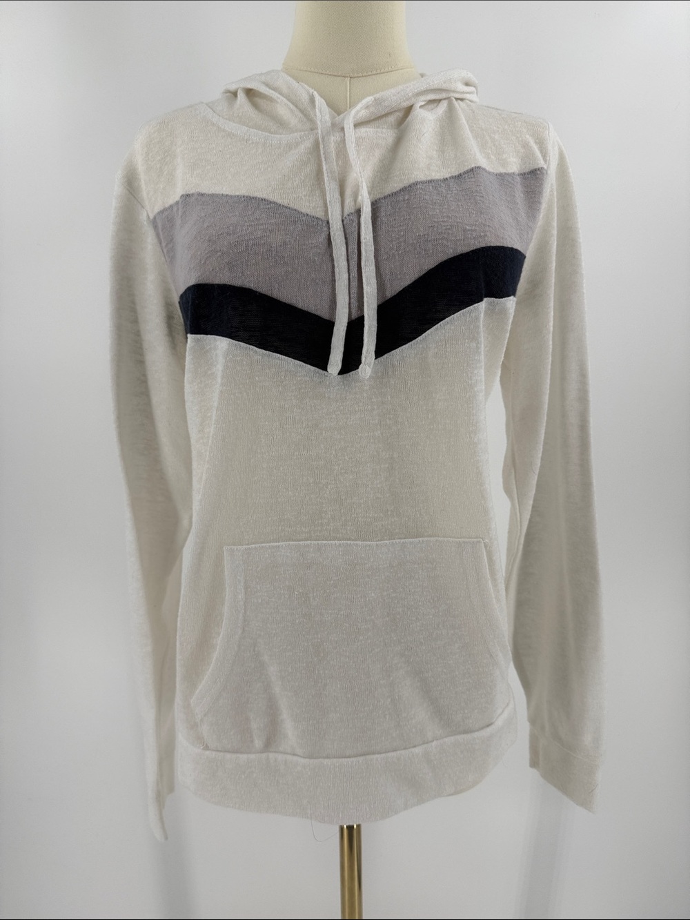 White Hoodie with Gray and Black Chevron